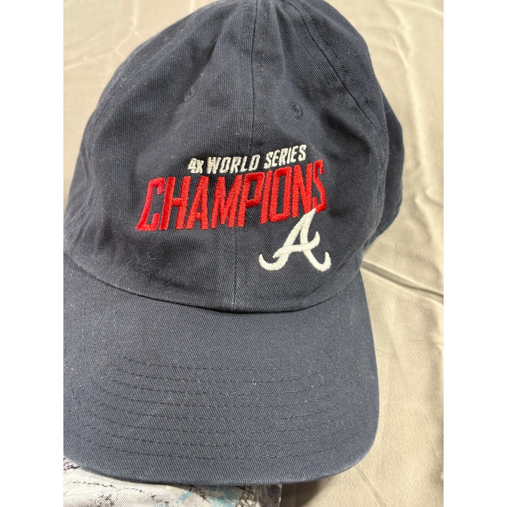 47 Brand Atlanta Braves 4x‎ World Series Champions Hat Navy Blue Strapback OSFA